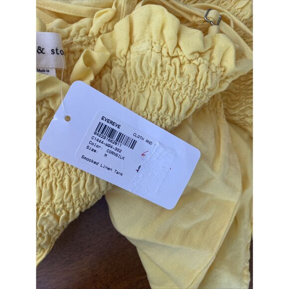 New Cloth & Stone Smocked Squareneck Babydoll y2k Peplum Tank Top Yellow Sz M - Picture 5 of 5